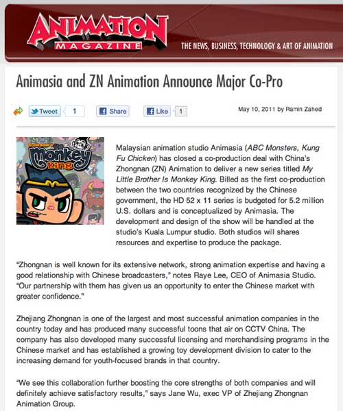 MAY 2011 axapac Animation News Animationa Magazine The Star Online Variety Cynopsis Media myMetro OnScreenAsia The Hollywood Reporter 7