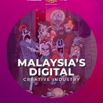 Promotional poster with a bright pink gradient background featuring the logos of MDEC, the Malaysian coat of arms, and Malaysia Digital under the Ministry of Digital. In the center, a circular frame shows a group of cartoon characters in a spooky alley scene, reacting in shock and fear. Large white text across the circle reads “Malaysia’s Digital Creative Industry.” At the bottom are additional logos: MDEC 30, Malaysia MADANI, and Visit Malaysia 2026 Truly Asia.